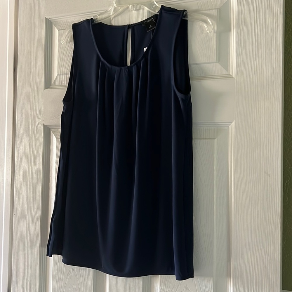 Women’s Ann Taylor Navy Ruffle Tank, Medium